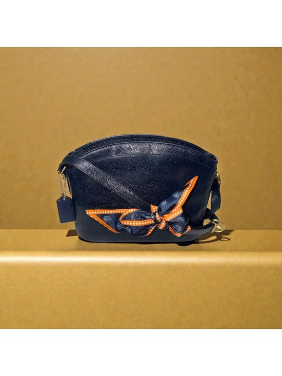 Coach Handbags - VTG Coach Madison Pierre Bag 4406 Navy Caviar Pebbled Leather Double Zip Italy